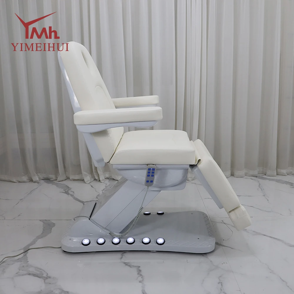 Comodo letto di bellezza multifunzione, regolabile, bianco, set di letti di bellezza per salone elettrico a 3 motori per la bellezza della clinica