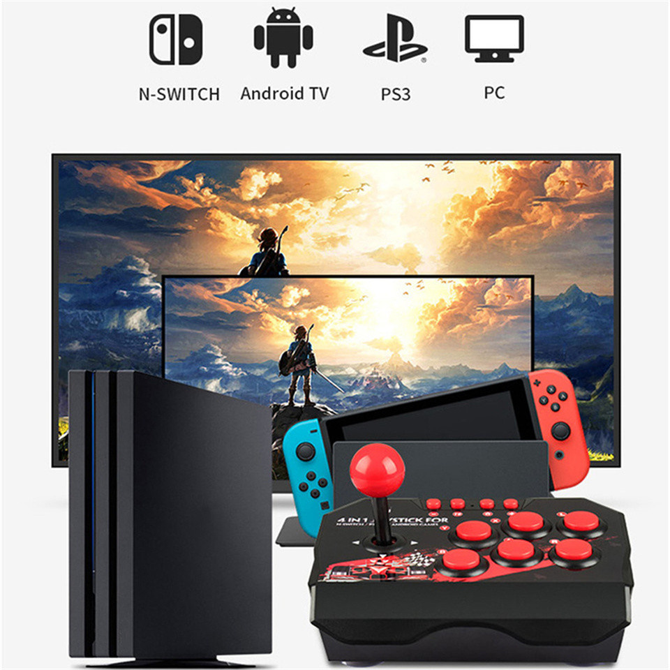 4 em 1 retro estação de arcade combate vara jogo joystick controlador usb com fio rocker para ps3/switch/pc/android jogos console