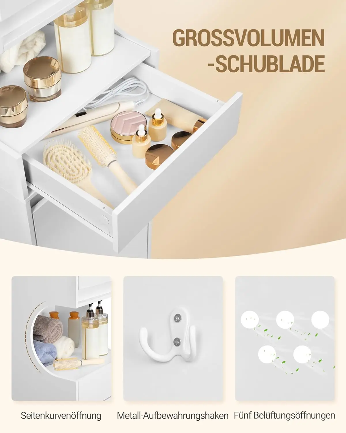 Hochschrank Badschrank, Laundry Bag, with Foldable Laundry Basket, Tür and Drawer, Adjustable Storage, 40 x 40 x 174 cm, White BC4