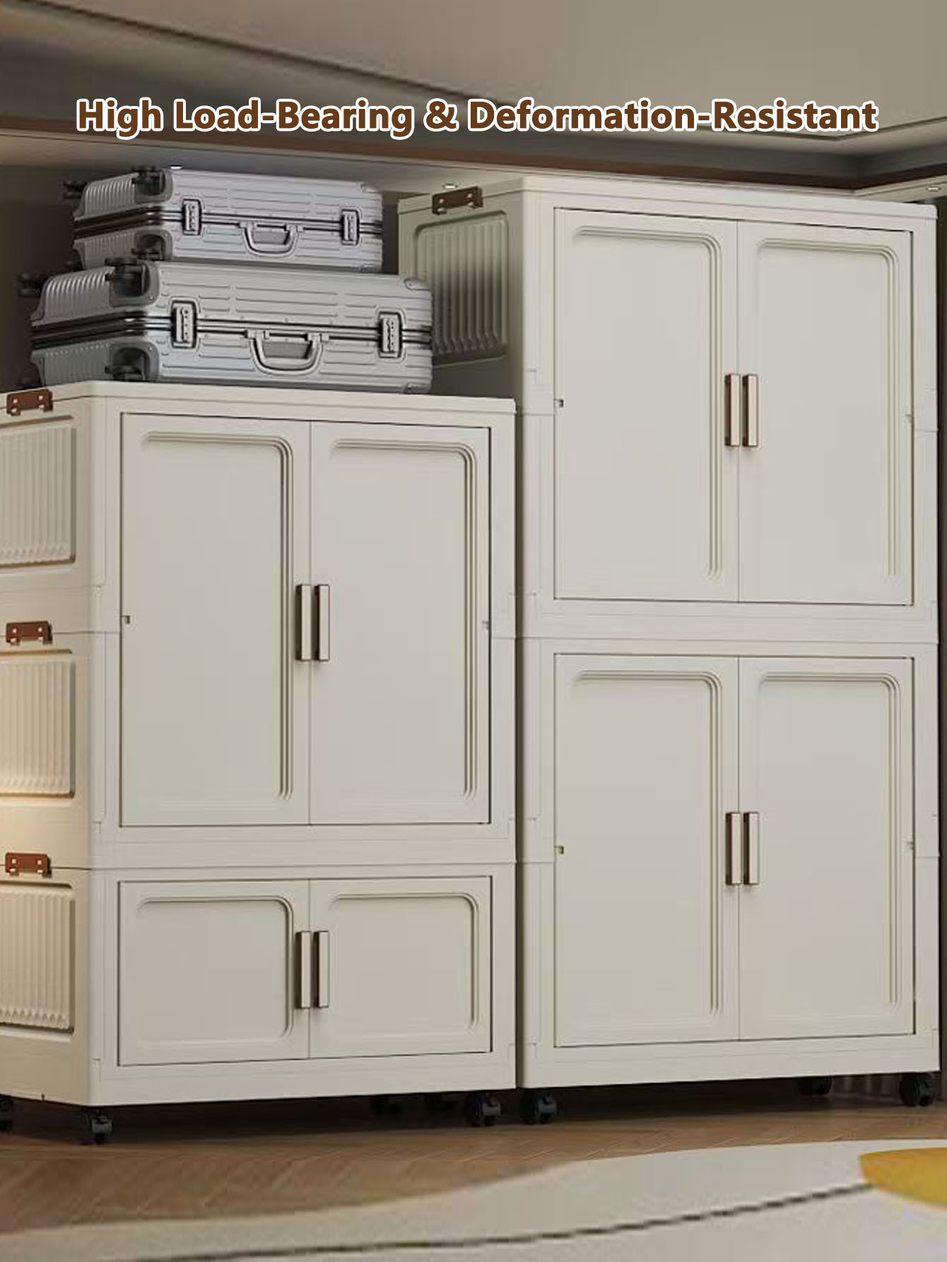 Multi-Functional Folding Storage Cabinet with Doors for Home Office Kitchen Bathroom Organizer White Black Gray