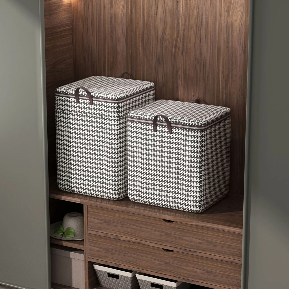 Folding Clothes Storage Bag Visible Portable Wardrobe Sorting Clothes Storage Box with Reinforced Handle for Bedding Quilt