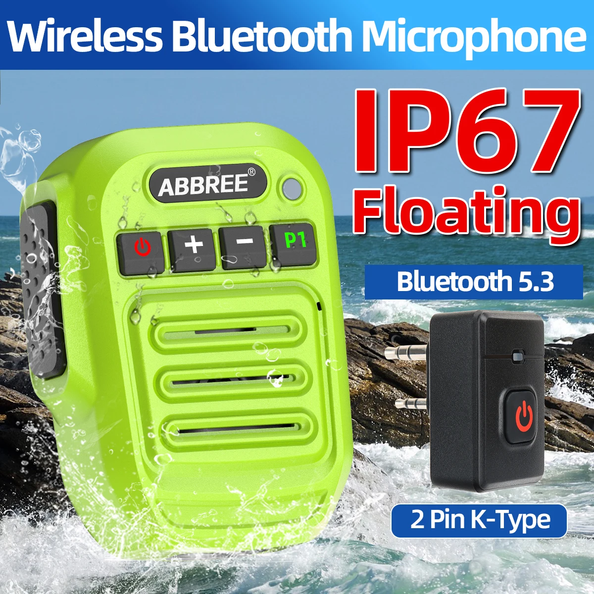 ABBREE Walkie Talkie Bluetooth Bezprzewodowy mikrofon z głośnikiem do Baofeng UV-5R UV-5RH UV-21 PRO V2 Quansheng UV-K5 (8) UV-K6 Ham Radio