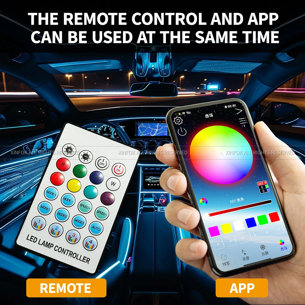 Luces ambientales universales sinfónicas para coche, lámpara LED Interior RGB Streamer, Control por aplicación USB remoto para Tesla Model 3 Y S X