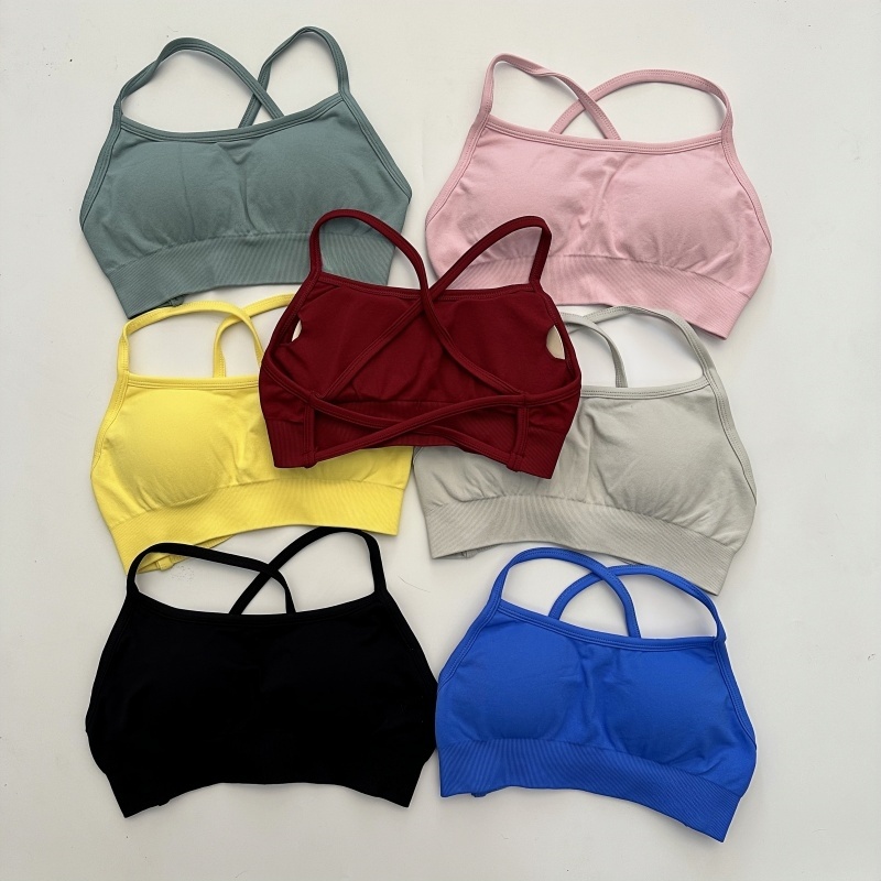 Sujetador deportivo dinámico con espalda descubierta para mujer, sujetador de encaje perfecto, Top acolchado para Yoga, Top corto elástico de soporte medio para gimnasio