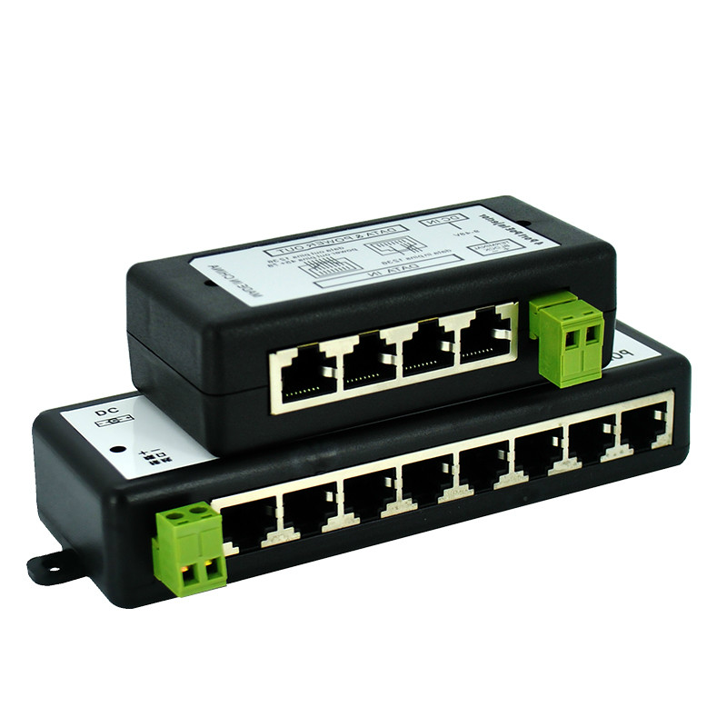 POE Injector 4 พอร์ต 8 พอร์ต POE Splitter สําหรับกล้องวงจรปิดเครือข่ายกล้อง POE Power Over Ethernet IEEE802.3af ขายร้อน