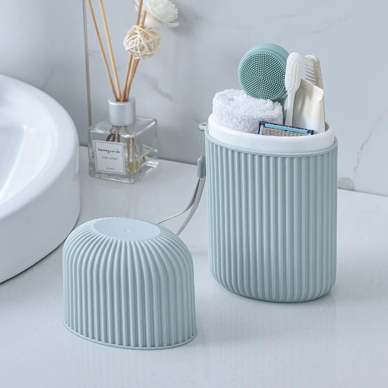 Travel Mouthwash Cup Portable Cute Essential for Business Trips Toothbrush Case with Lid Multifunctional Storage Set