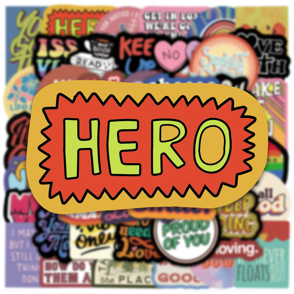 50pcs Graffiti Motivational Stickers Inspirational Phrase Encouragement Quotes Cute Vinyl Decals for Kids Teens Students Gift