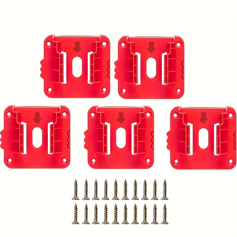 밀워키 M18 18V 배터리 거치대, 작업 밴, 선반, 도구 상자용 벽걸이 스토리지, 배터리 정리 및 보호, 5 팩