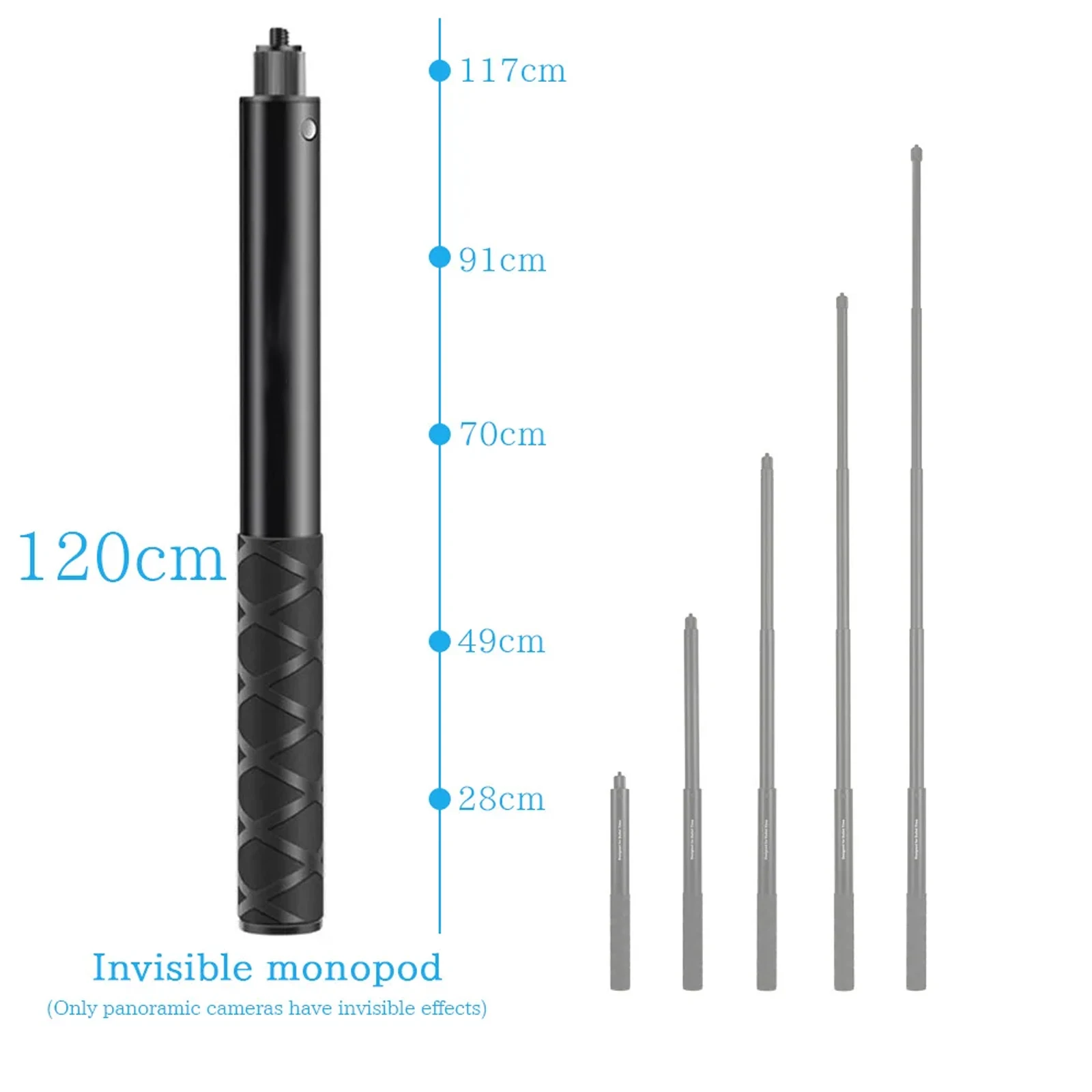 Palo de Selfie panorámico de Metal Invisible, edición extendida, monopié escalable para cámara Insta360 X2 X3, trípode para GoPro DJI