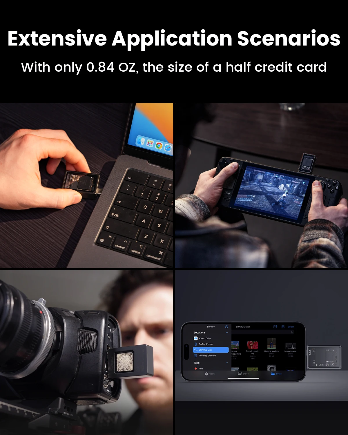 SHARGE-SSD Enclosure for Laptop, External SSD for PS5 Game Camera, NVMe PCI-E M.2 SSD Case, USB 3.2 Gen 2, 10Gbps, 2230 M.2
