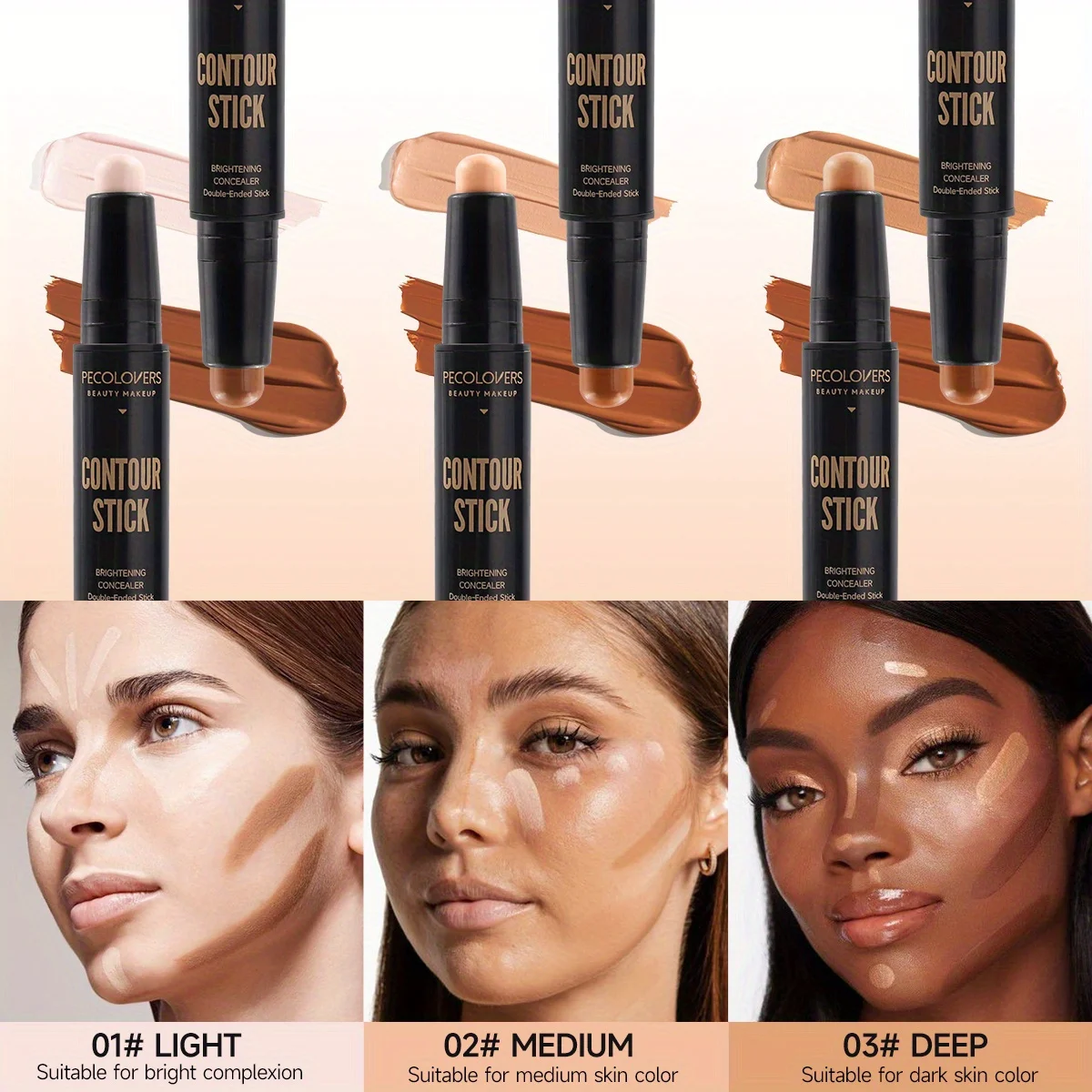 Contouring Stick พร้อมปากกาเน้นข้อความคอนซีลเลอร์สองหัวสําหรับสะพานจมูกสามมิติ Shadow V Face High Nose Bridge