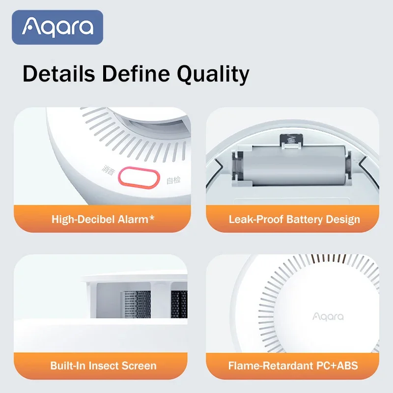 Aqara新型煙感知器 スマートZigbee 3.0 煙探知機 火災保護 ホームセキュリティアラーム 音と光のアラーム HomeKit対応 Mi Home対応
