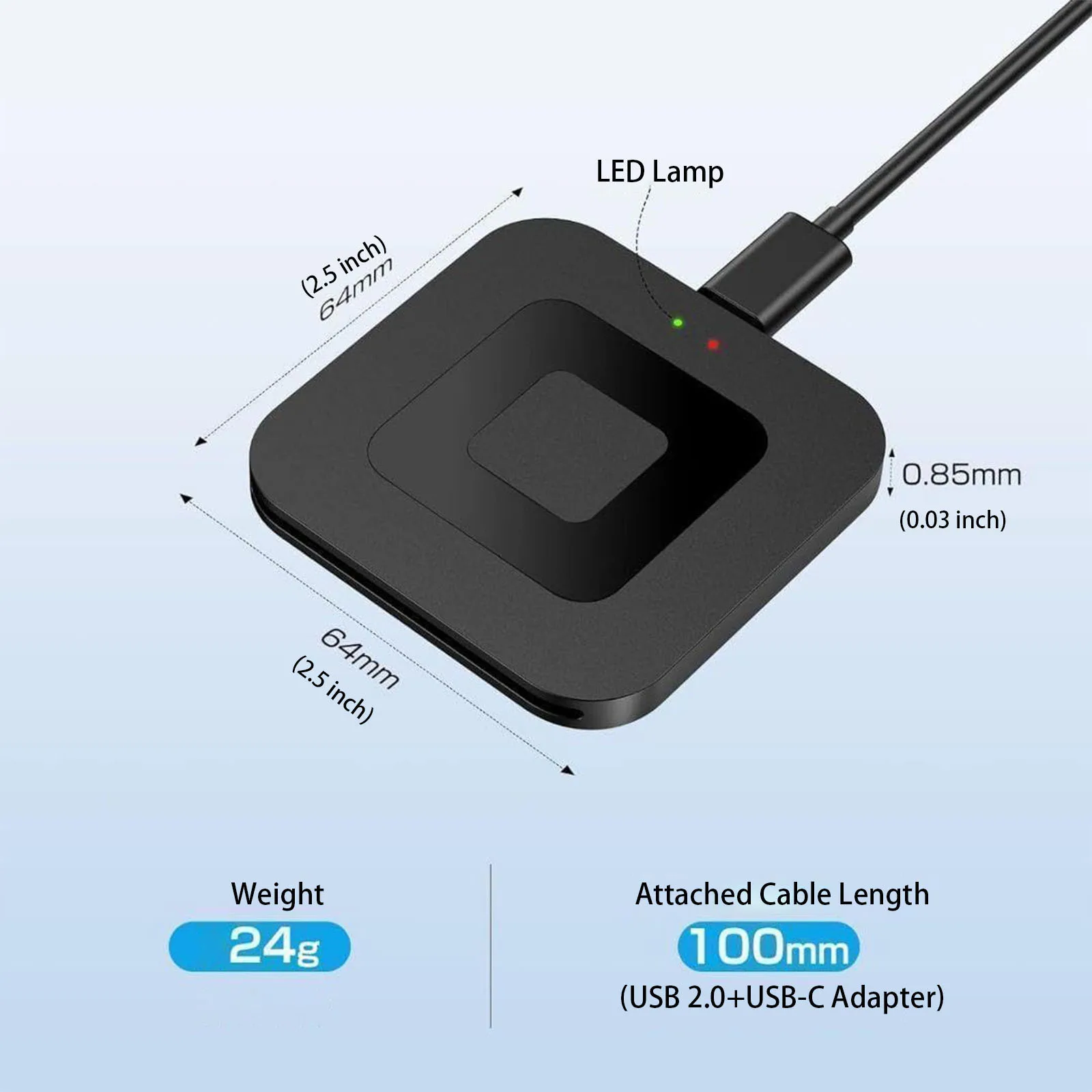X05 USB 2.0 Leitor de cartão inteligente quadrado para ATMC AC DNI IC Cartão bancário Relatório fiscal compatível com Windows 7/8/10/11 Linux Mac OS