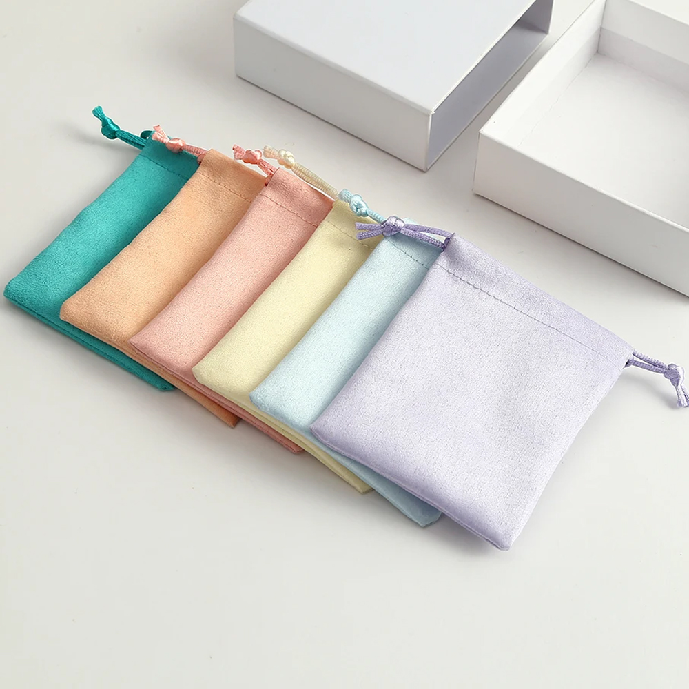 5Pcs Flannel Suede Jewelry Gift Packaging Bag Drawstring Rings Earrings Bracelet Pendant Storage Pouch Wedding Favors Gift Sack