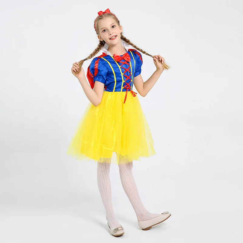 Vestido de princesa Blancanieves, disfraz de Halloween para niñas con capa, fiesta de cumpleaños para niños pequeños, ropa para juegos de rol