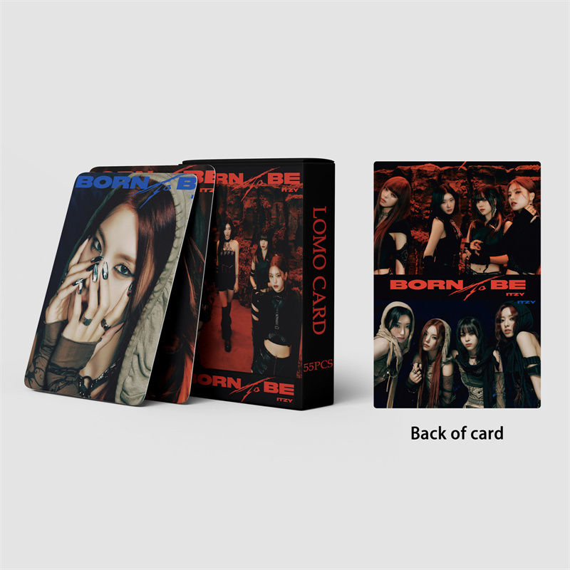 55pcs/set KPOP ITZY Album BORN TO BE LOMO Card YUNA YEJI Lia RYUJIN CHAERYEONG Gift Postcard Photo Card Exquisite Small Card