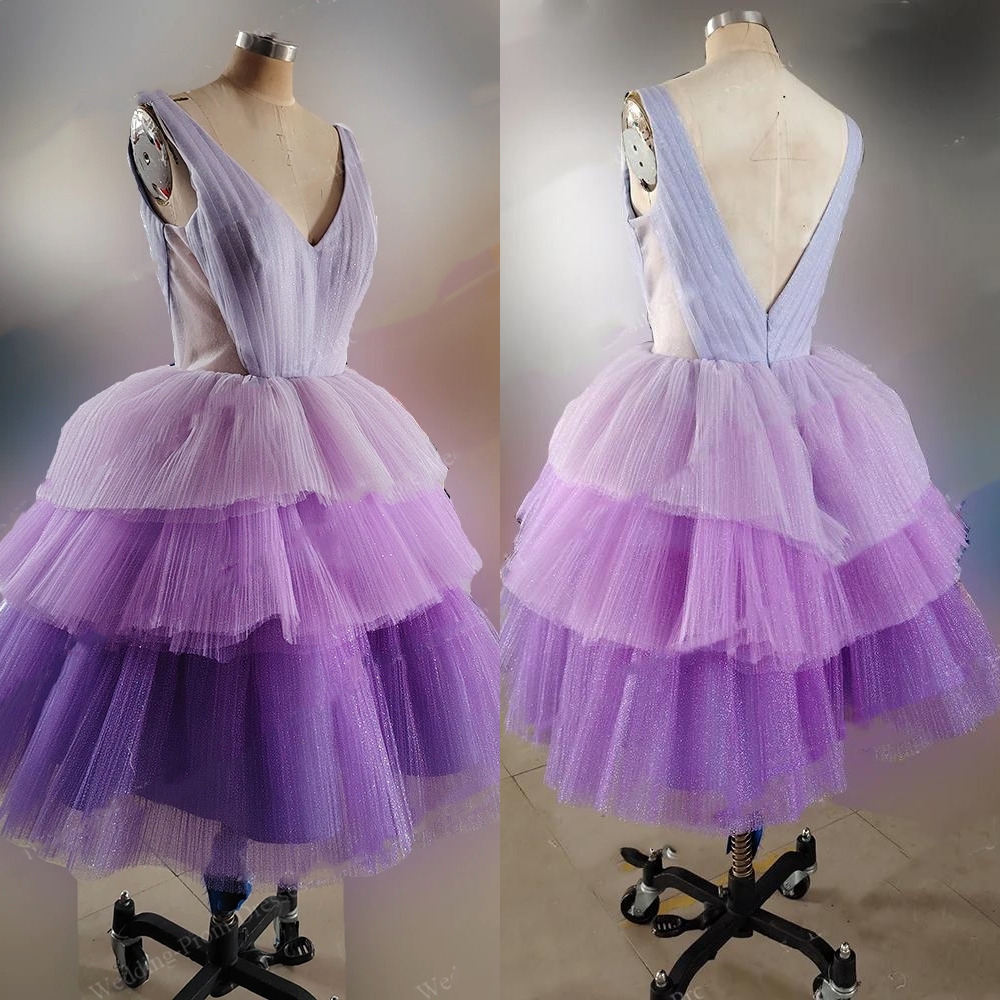 Personalizado clássico estilo moderno formal noite com decote em v vestido de baile em camadas tule sob medida ocasião vestido de festa