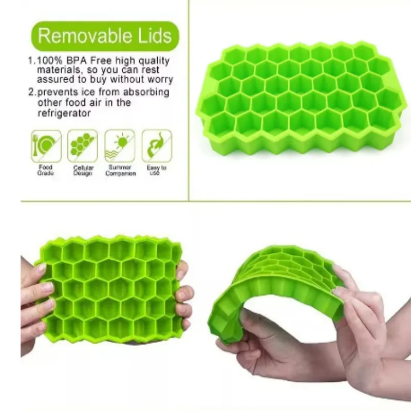 1pcs Honeycomb 37 Lattice Cube Tray Maker Without Lid DIY Ice Mold