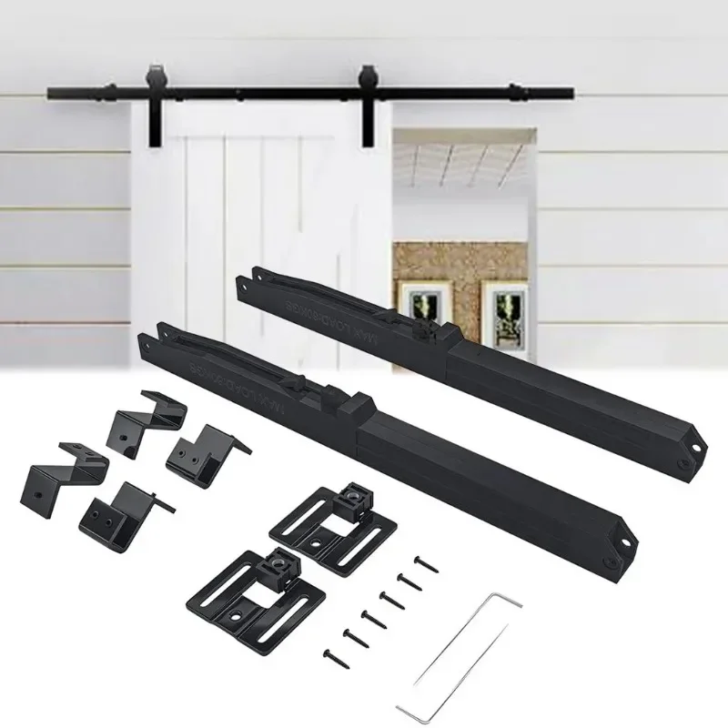 Pendurado Rail Track Kit para deslizar porta de celeiro, mecanismo macio Fechar, Hardware para amortecedor, 88-132 libras