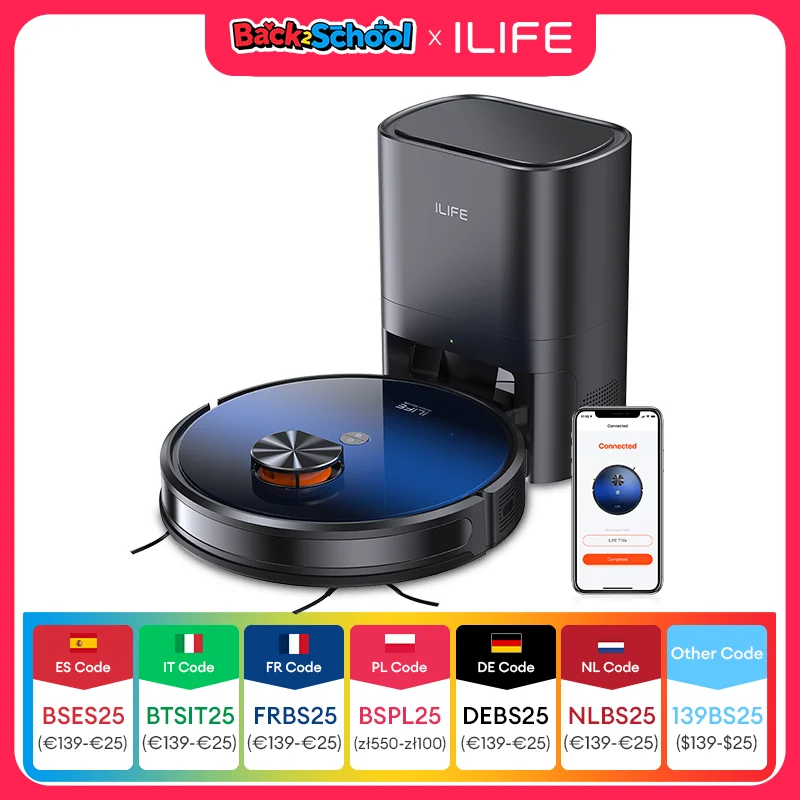 Ilife t10s Roboter und Mopp, automatische leere Station, lds Navigation 3000pa Absaugung, Smart Home nass trocken