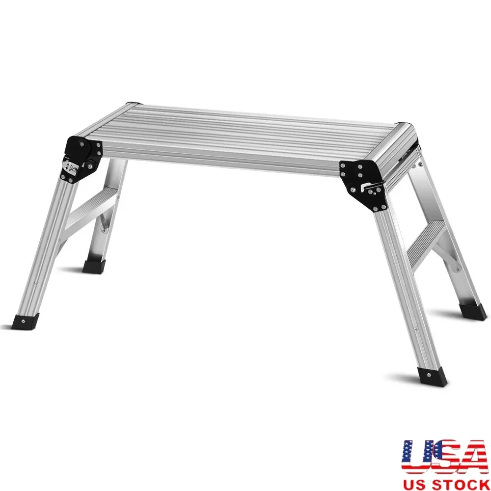 Aluminum Folding Work Bench Step Ladder Portable Non-Slip Stool Ideal Vehicle Washing Painting Home Maintenance