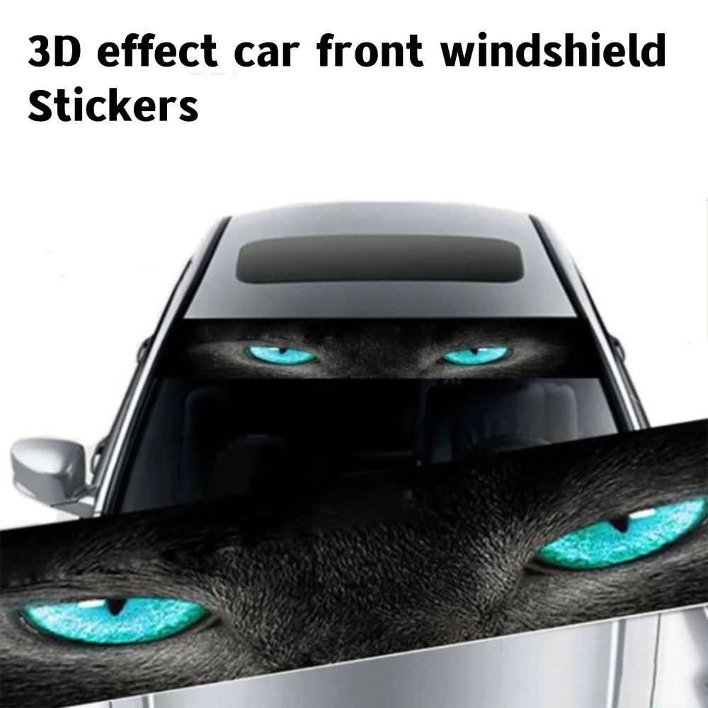 Pegatinas para parabrisas delantero de coche con efecto 3D, pegatinas personalizadas, pegatinas interesantes, patrón de fantasma, patrón de ojos de lobo