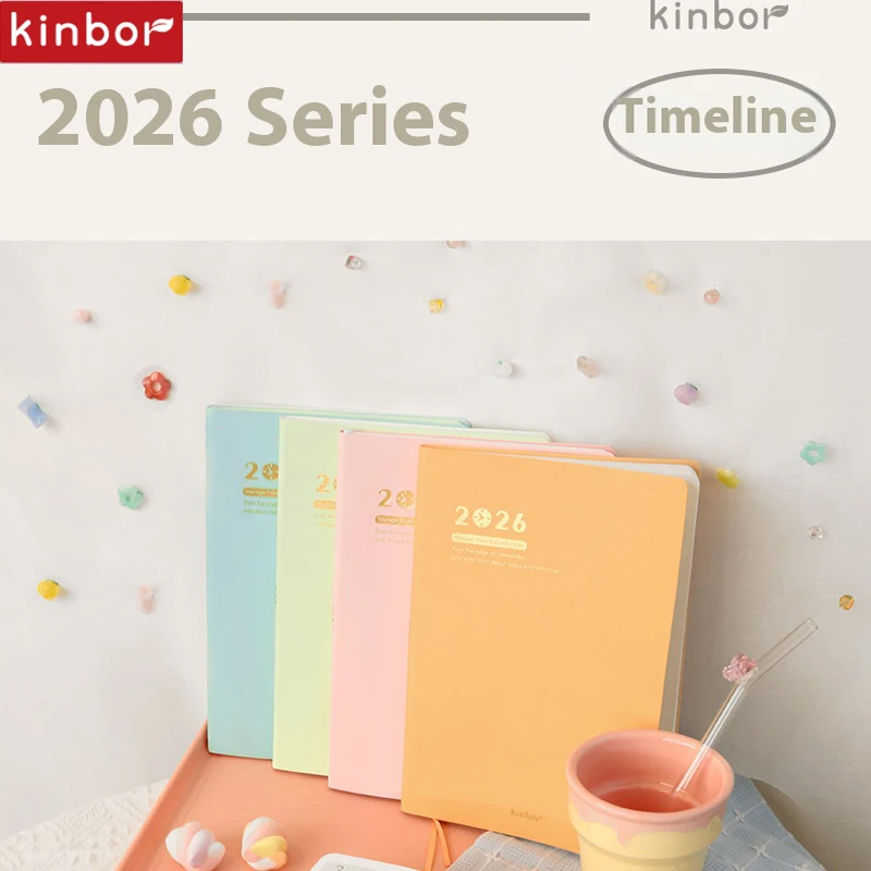 NEW 2026 Kinbor A5 Timeline Planner Notepad,52g Bachuan Paper Pure Color A Week 2Page Efficiency Schedule Book Minimalist Design