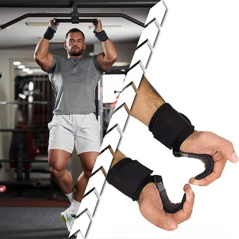 2PCS ยกน้ําหนัก Hook Grips ยกตะขอสายรัดข้อมือกันลื่น Power Hooks สําหรับ GYM,Pull-Ups, powerlifting และฟิตเนส