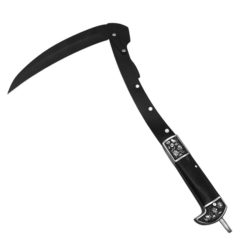 LICE-Black Folding Sickle With Stainless Steel Blade & Scabbard Suitable For Agricultural Mowing