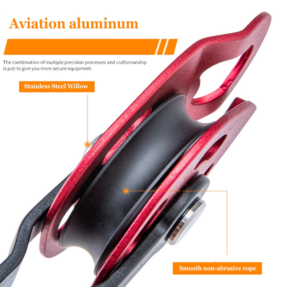 Polia de elevação para escalada, dispositivo de polia de peso, resgate, equipamento de sobreviver, escalada em rocha, alta altitude, transporte pesado, sem esforço