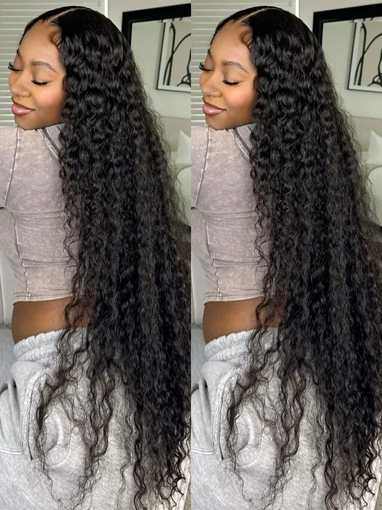 300 Density Water Wave Human Hair Wig 30 40inch Glueless Deep Wave 13x6 Hd Curly Lace Front Human Hair Wigs On Clearance Sale