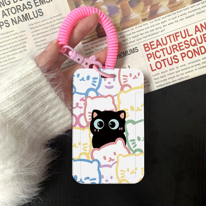 1Pc Leuke Kat Kaarthouder voor Student Koreaanse Mode Kawaii Kat Kpop Idol Fotokaarthouder Draagbare Werknemer Kaarthouder Lanyard