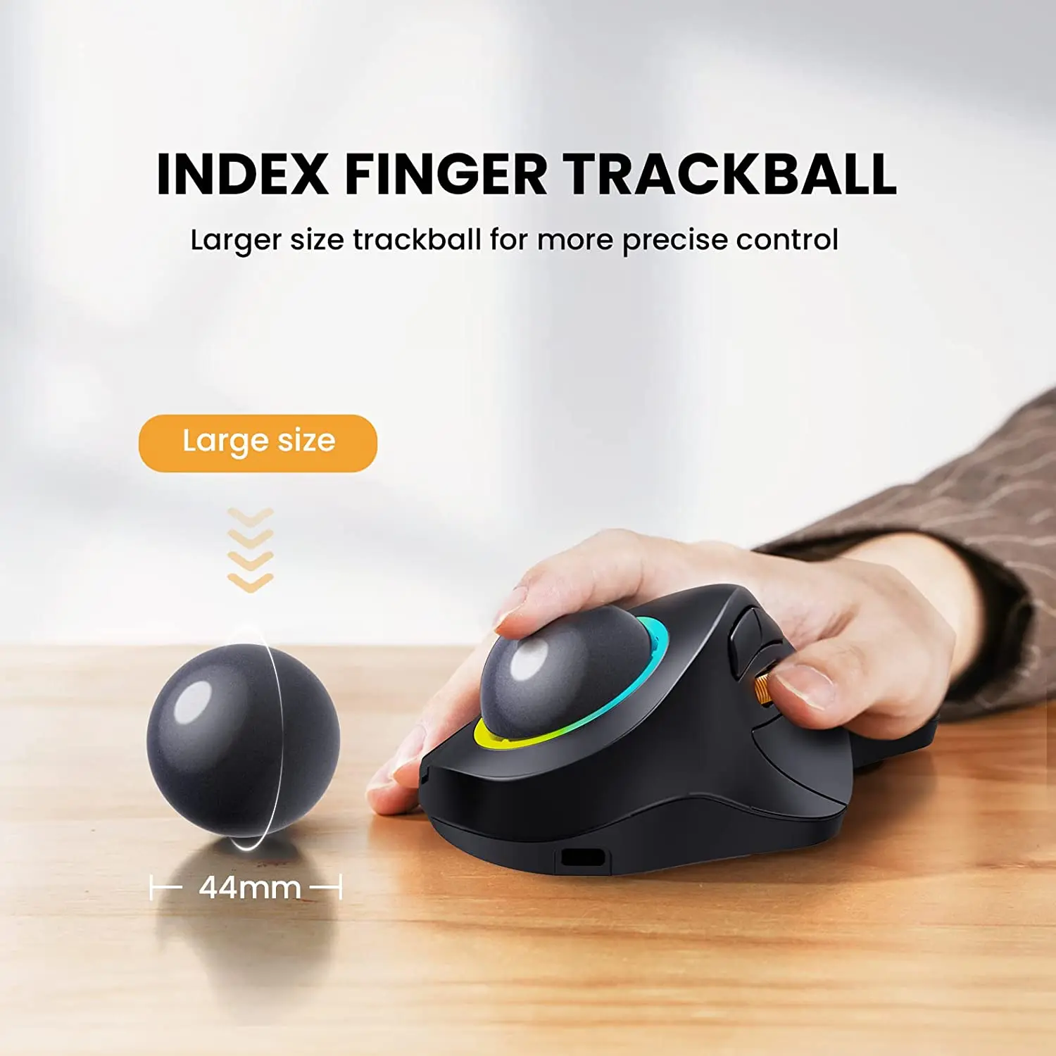 Proto arc Wireless Zeigefinger Trackball Maus wiederauf ladbare RGB Rollerball BT 2,4g Mäuse für Computer Laptop 3 Geräte verbindung
