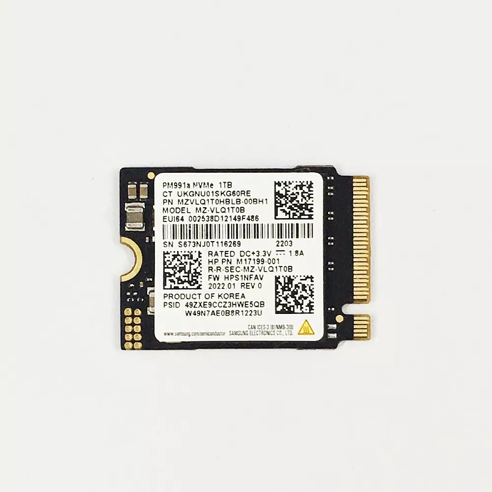 Samsung-unidad interna de estado sólido PM991a, 1TB SSD M.2 2230, PCIe 3,0x4 NVME SSD para Microsoft Surface Pro 7 + Steam Deck