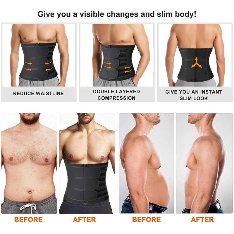 Nam Eo Huấn Luyện Tông Đơ Cắt Đai Giảm Cân Neoprene Tập Toàn Thân Xông Hơi Tập Luyện Mồ Hôi Đai Quai Đôi Định