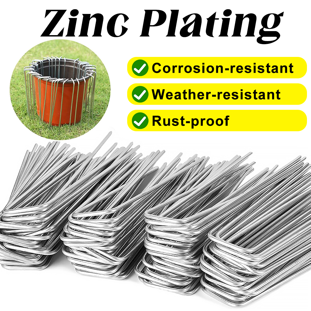 Graffette da giardino tipo U picchetto per recinzione resistente perni per zolle picchetti per paesaggi zincati Spike per tenere la copertura del terreno della barriera contro le erbacce