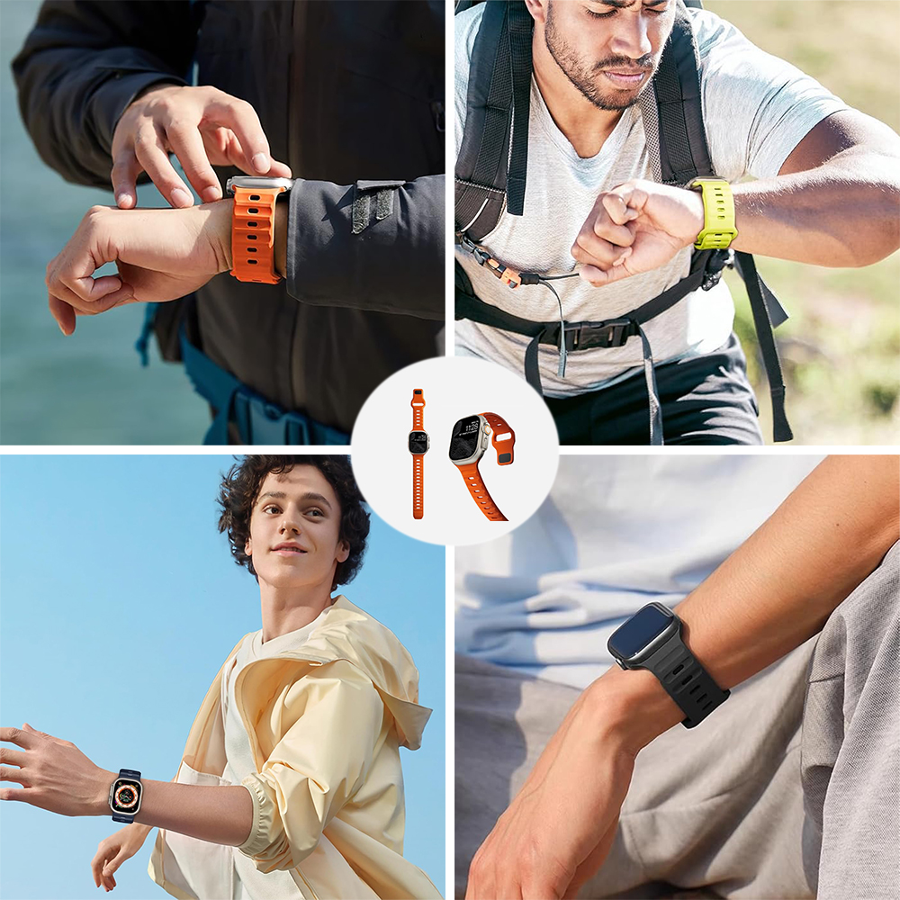 Pulseira esportiva compatível com Apple Watch Bands 49/45/44/42/41/40 /38 Homens Mulheres Pulseira de silicone macio