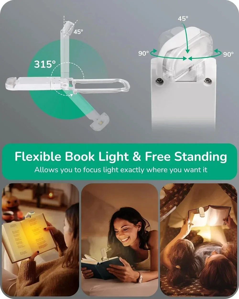 Mini Book Light LED USB Rechargeable Reading Lamp Eye Protection Night Light Portable Clip Desk Light Bookmark Read Lights