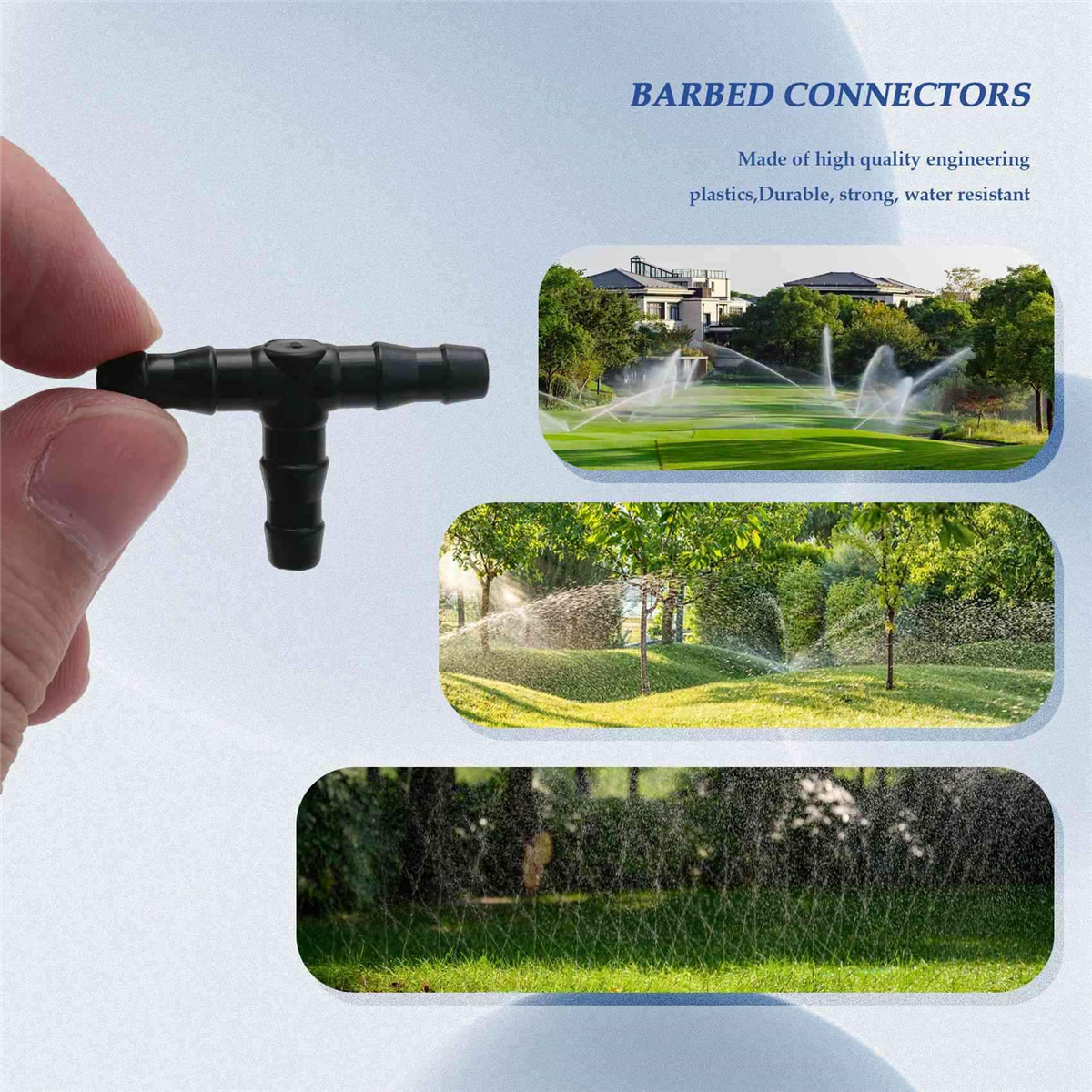 หยดชลประทาน Barbed Connectors,Universal Barbed TEE อุปกรณ์ 100 ชิ้น, เหมาะกับ 1/4 นิ้วท่อหยด (4/7 มม.ท่อ TEE)