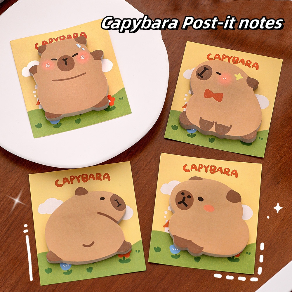 4 pçs criativo dos desenhos animados capivara em forma de post-it nota estudante bonito auto-adesivo bloco de notas kapibala mensagem nota n vezes