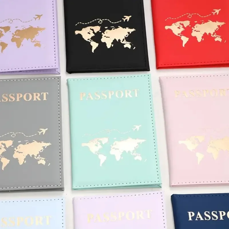 Funda impermeable para pasaporte para mujeres y hombres, funda protectora para pasaporte de viaje a la moda de Pu Leathaer, funda protectora para tarjetas de visita y identificación