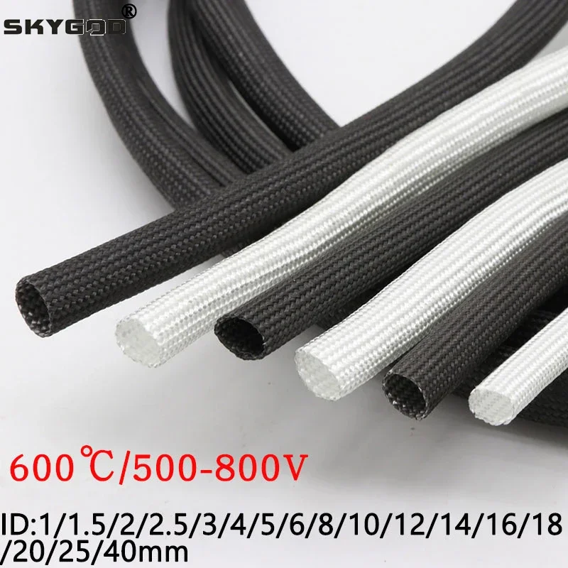 1/5M ID 1Mm ~ 40 Mm Bện Sợi Thủy Tinh Nữ Tay 600 Deg.C Cao Nhiệt Độ Hóa Học Sợi Thủy Tinh Ống Sợi Thủy Tinh Sleeving
