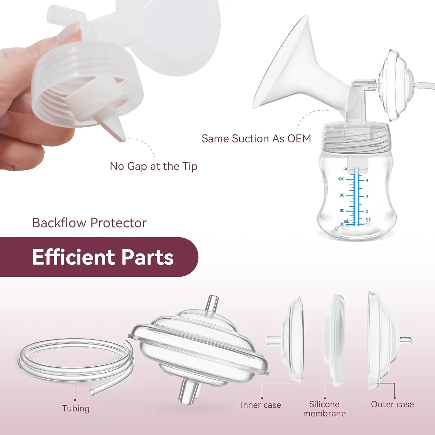 Piezas de extractor de leche para Spectra, reemplazar tubos de válvulas de pico de pato, membrana protectora de reflujo para Spectra S1 S2 9 Plus Synergy Gold
