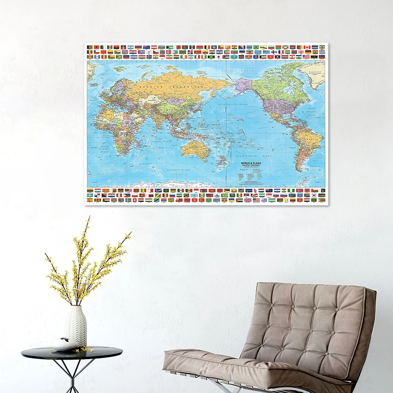 세계지도 150*100cm 프레임이 없는 포스터 및 인쇄 거실 벽 예술 그림 캔버스 회화 사무실 및 학교 용품