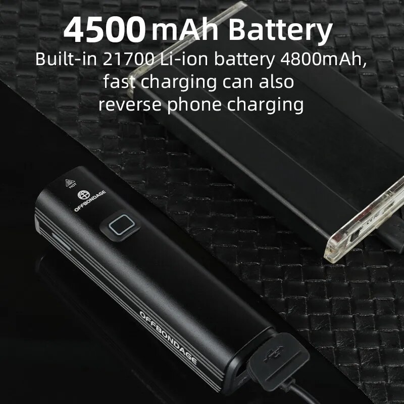 OFFBONDAGE Bicicleta Luz 1000Lumen Bicicleta Farol Power Bank Lanterna Guiador Carregamento USB MTB Estrada Destaque