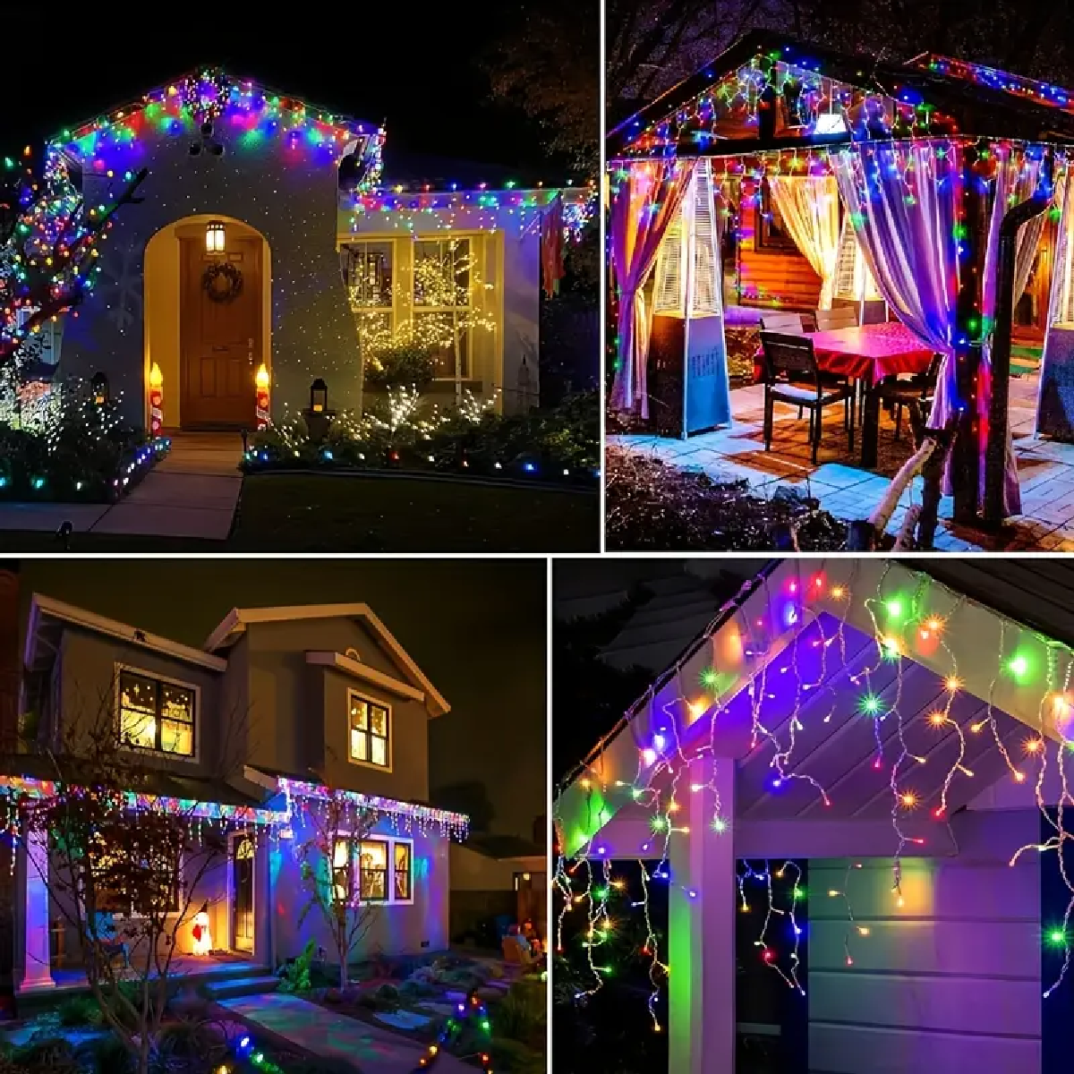 Solar Outdoor Icicle Lights 96/162 Leds Christmas Decorative String Lights 8 Lighting Modes Flashing Fairy Holiday String Lights