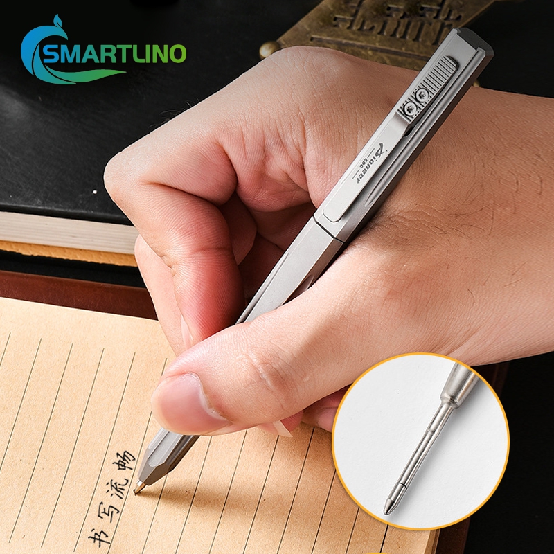 Press Type Titanium Tactical Pen with Glass Breaker for Emergency Survival Security Protection Personal Defense Tools