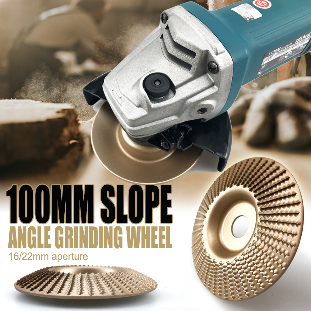 Muela angular cónica plana de 100mm, disco giratorio de apertura de 16/22mm, herramienta de tallado de madera, disco abrasivo para amoladora angular