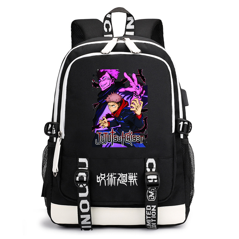 呪術廻戦アニメプリントバックパック学生スクールバッグ子供 USB バッグ新学期ギフト