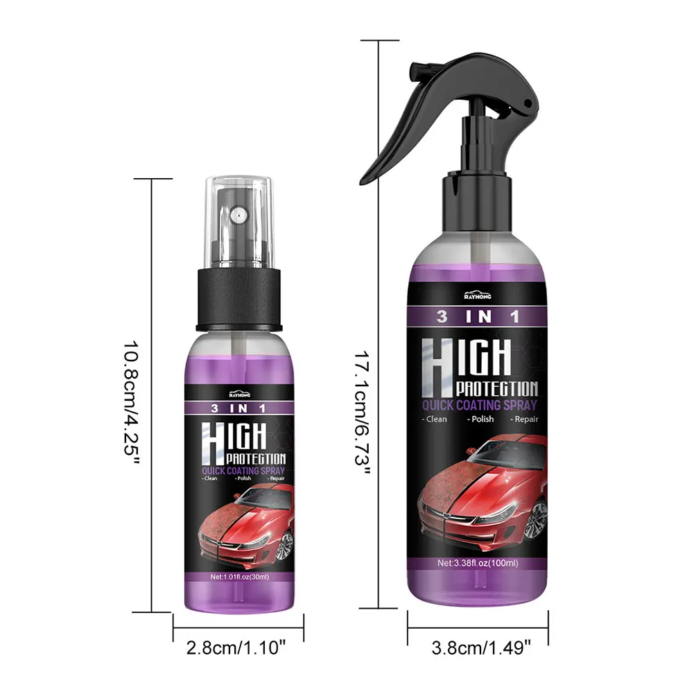 3 in 1 Coating mobil สเปรย์นาโนเคลือบเซรามิกป้องกันเร็วสูงเคลือบขี้ผึ้งพลาสติกรีเฟรชรวดเร็วซ่อมแซมรอยขีดข่วนได้ดี